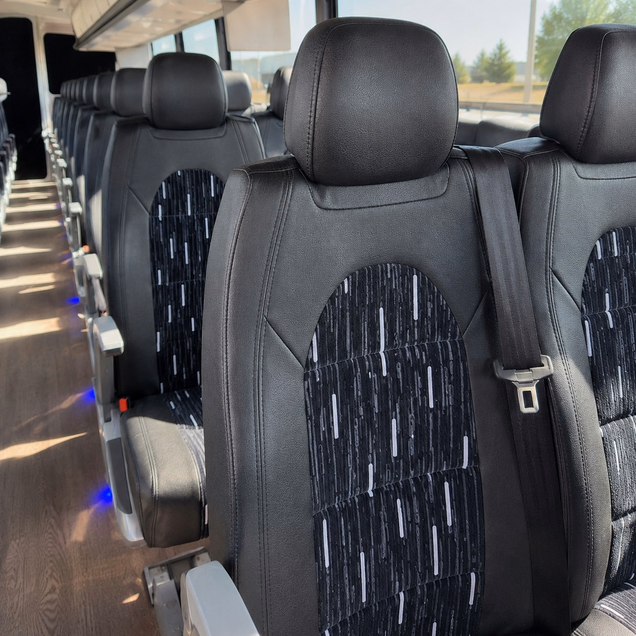 56 passenger charter bus inside